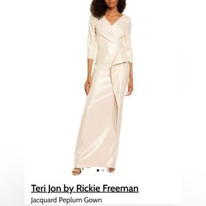 Teri Jon by Rickie Freeman - Gold Jacquard Peplum Gown